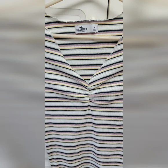 Hollister striped top with ruching in chest area Medium - Picture 2 of 4
